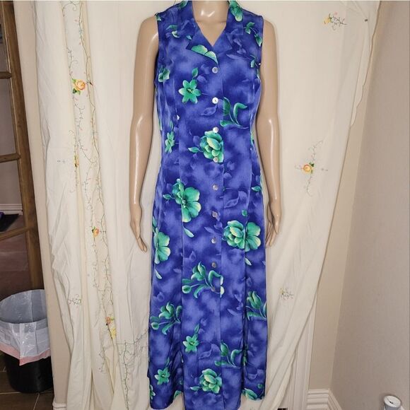 VTG Miss Dorby Blue and green  Hawaiian casual Dress. - Picture 12 of 14